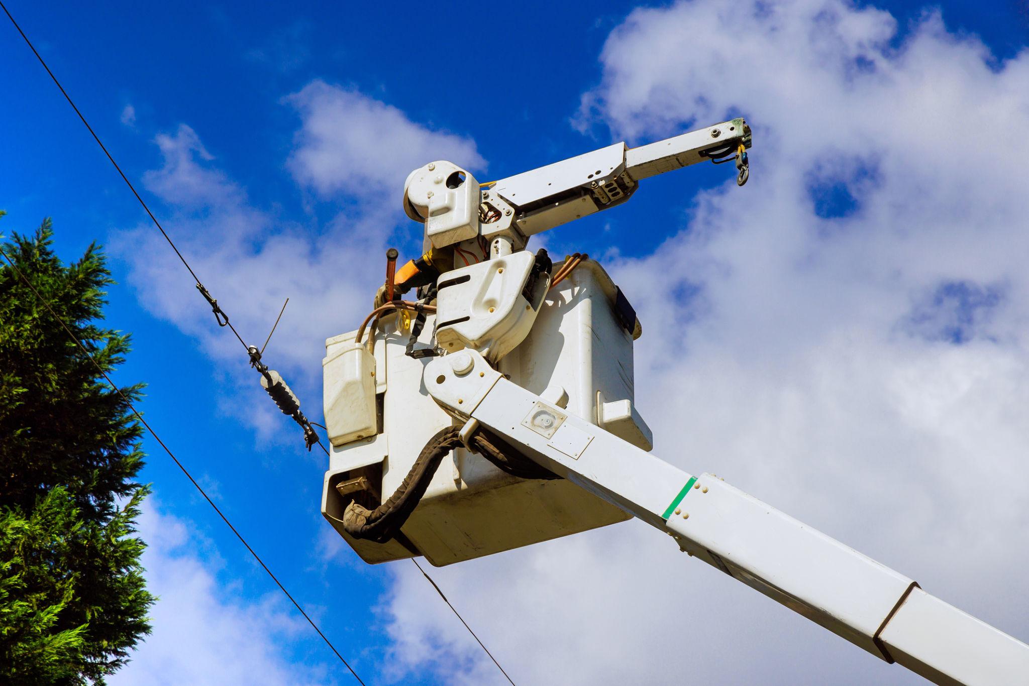 Lineman boom truck used for utility work
