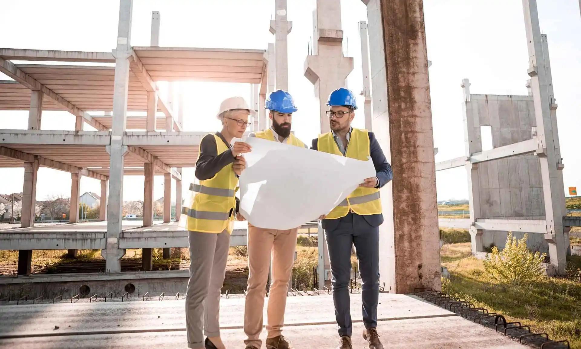 Construction manager overseeing a commercial building project